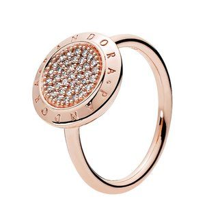 Pandora 14K Rose Gold Plated CZ Signature Ring